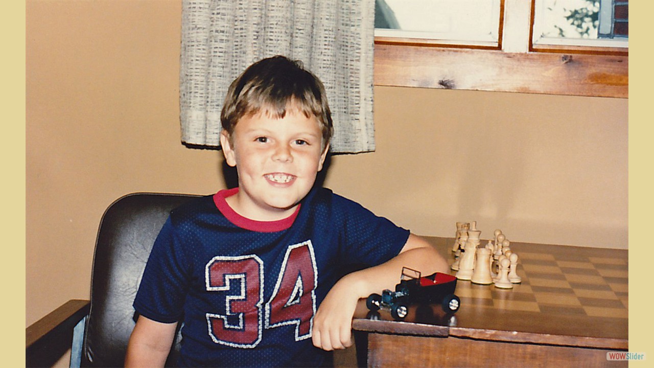 Mike with model car