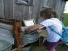 Abby at the Homestead Washing clothes by hand
